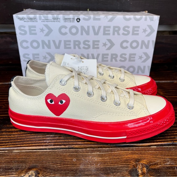 NIB Comme Des Garcons Play x Converse Chuck 70 Low Top Sneakers - Picture 2 of 8